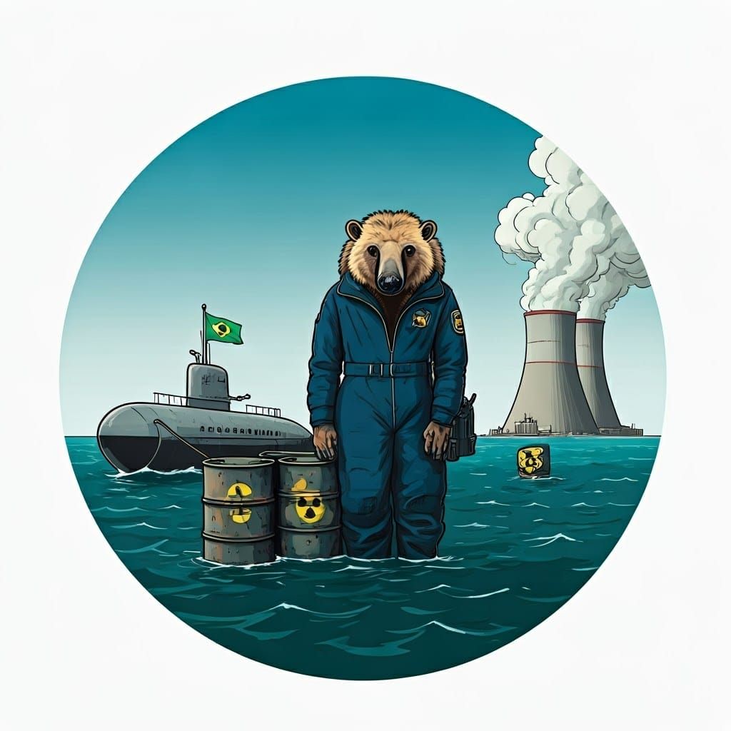 Anteater Logo with Submarine in Comic Book Style