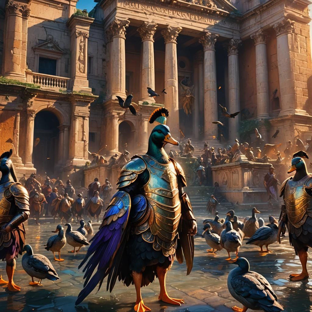 Armored Ducks Invade Rome: Fantasy Concept Art