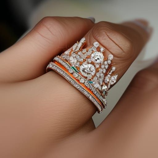 Rainbow Crystal Ring Crown for Wedding