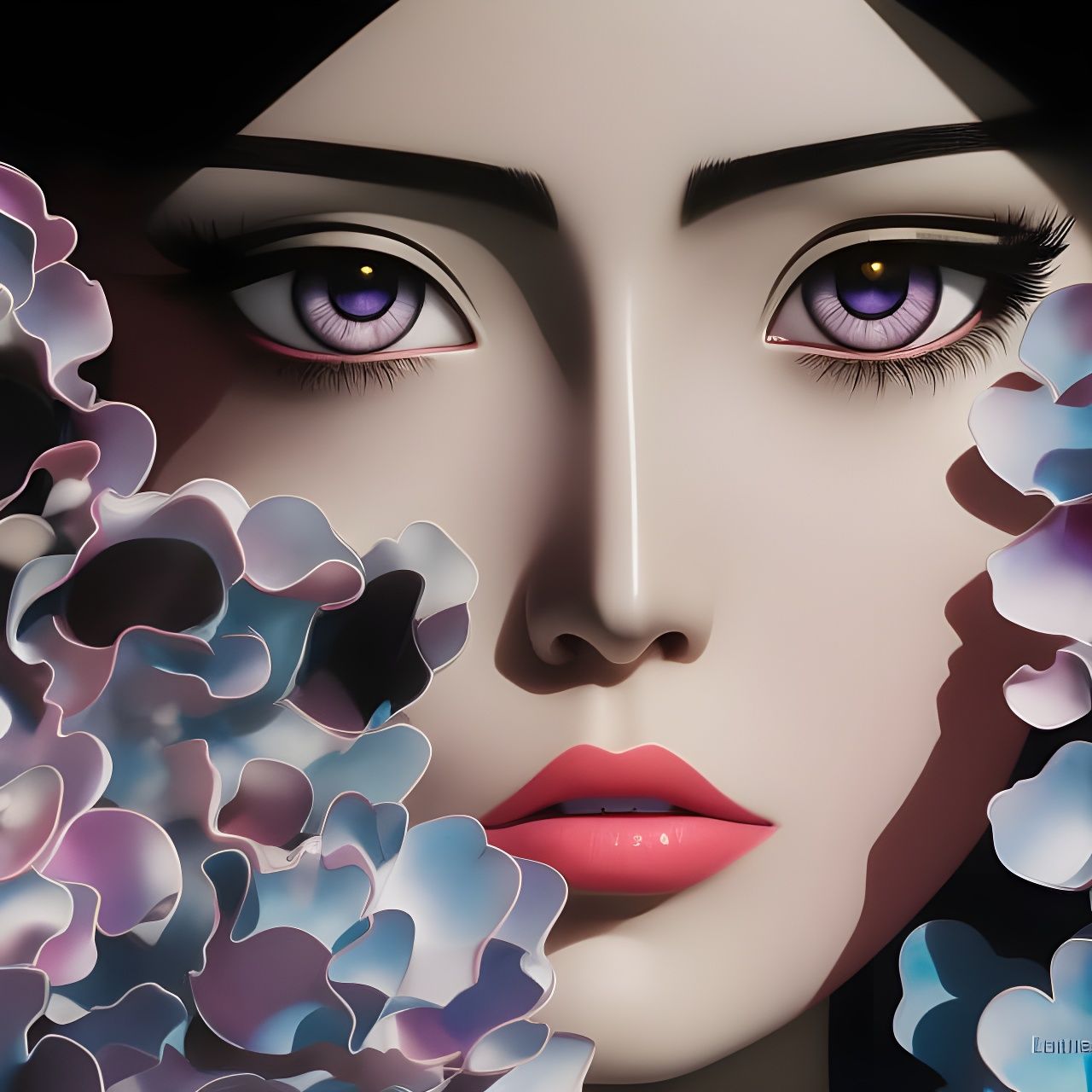 Glass Girl Portrait in Cyberpunk Surrealist Style