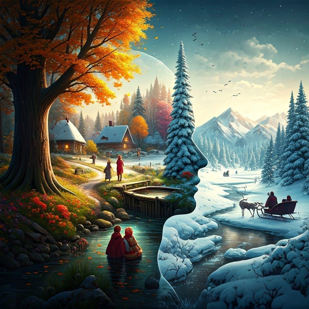 Autumn and Winter Landscapes Within Human Form