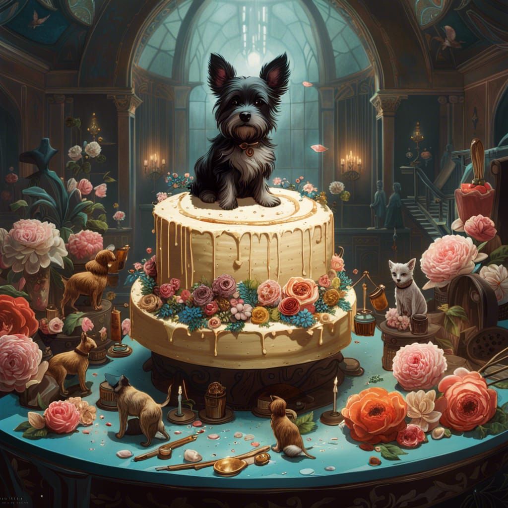 Dog Wedding Cake in Detailed Style