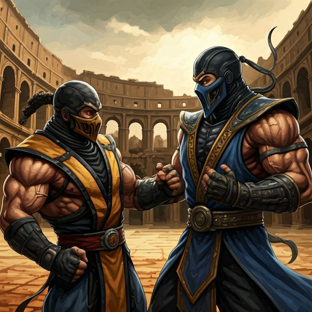 Scorpion vs Sub-Zero Mortal Kombat Fight in Colosseum Gouach...
