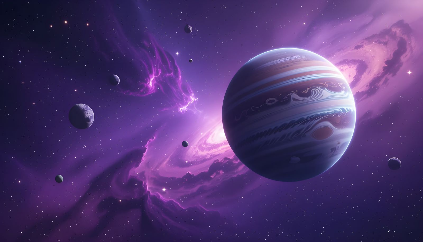 Purple Nebula and Planet in Cinematic Style