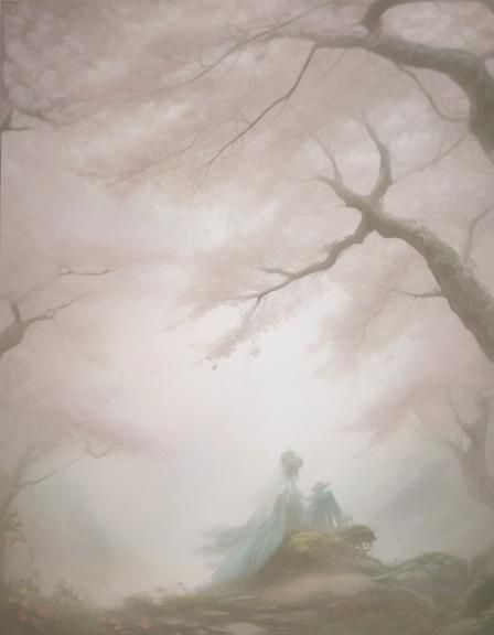 Kimono Woman in Mystical Forest Oil Painting
