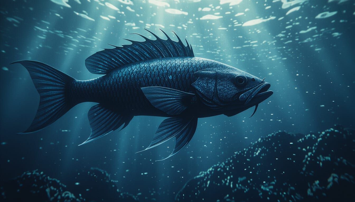 Majestic Dragon Fish in Dark Waters, Cinematic Film Still