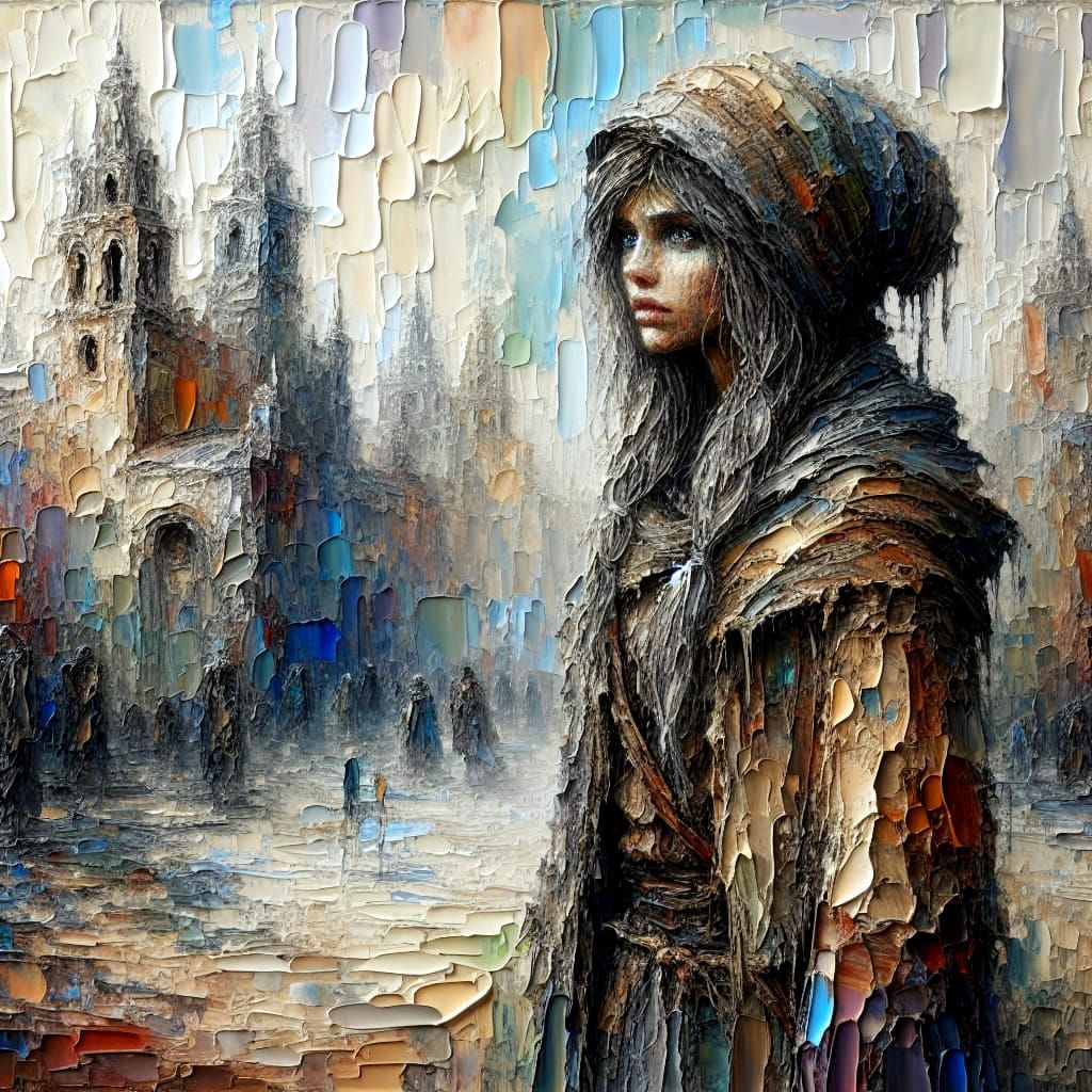 Impasto Bohemian Rebellion Amidst Medieval Ruins