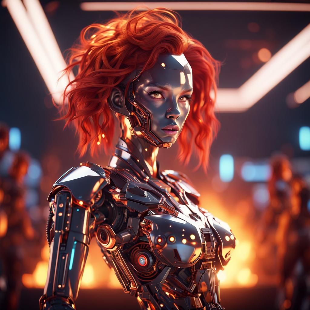 Attractive Robot Dancing in a Club, Sci-Fi Style