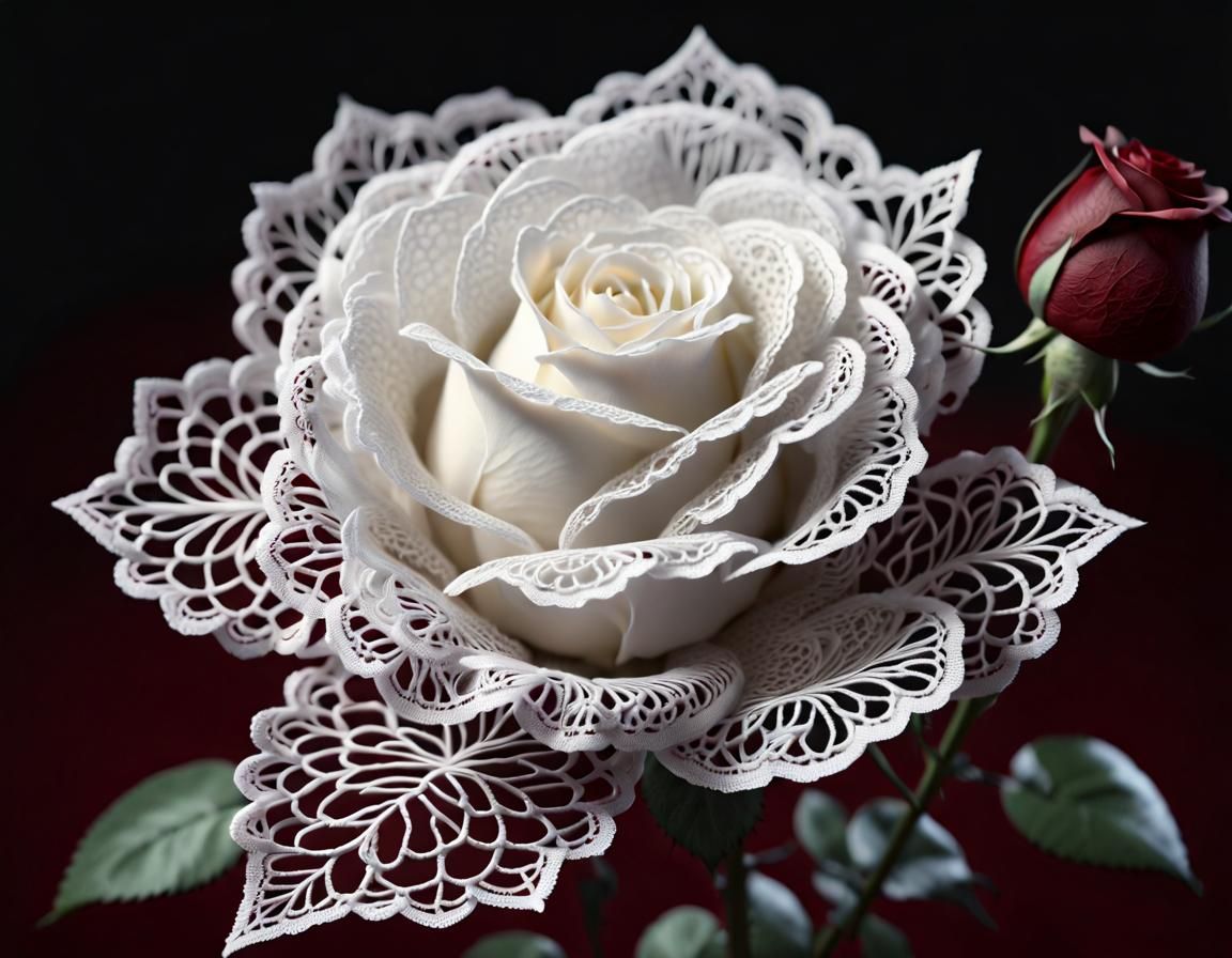 Lace Rose with Skull Pattern in Dark Setting