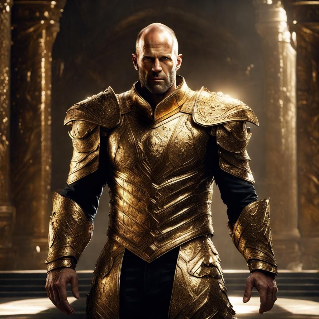 Golden Armored Figure: Dark Fantasy Concept Art