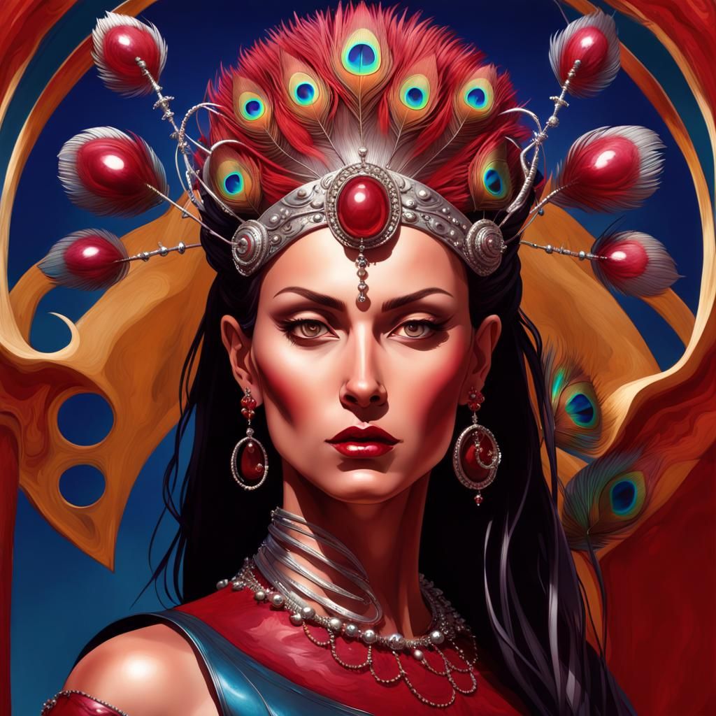 Regal Spanish Warrior Goddess with Cosmic Crown