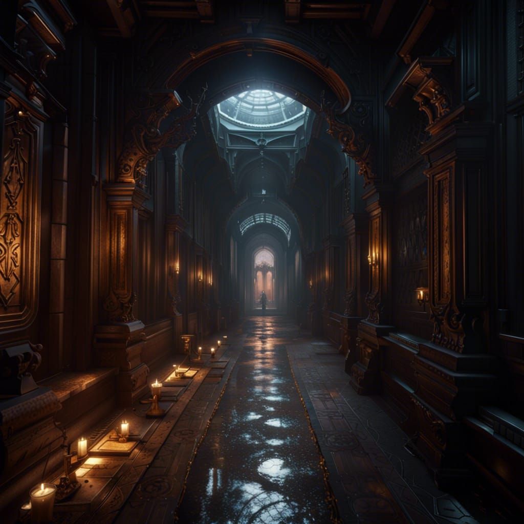 Endless Hallway: Dark Fantasy Concept Art