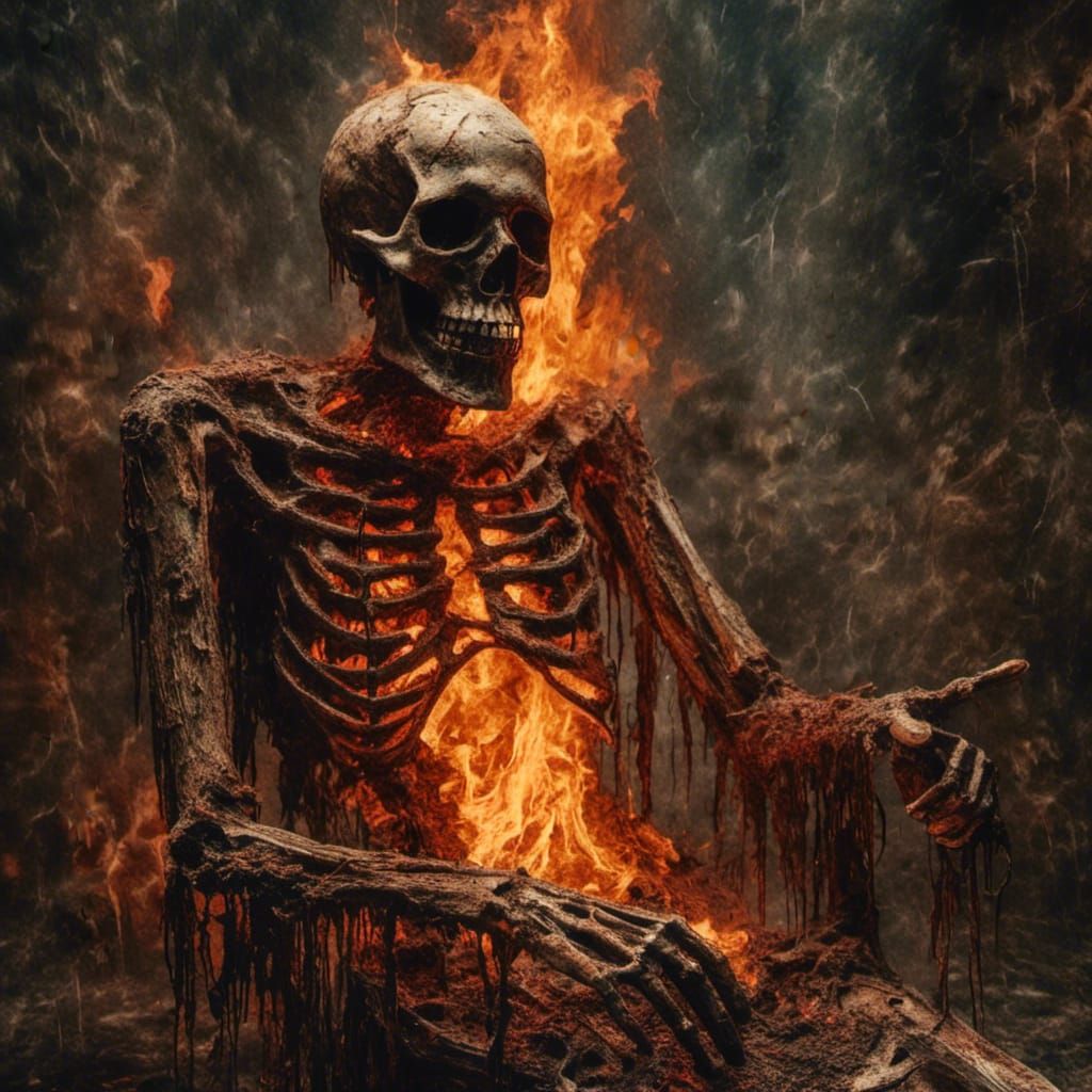 Macabre Self-Immolation in Gustave Doré Style