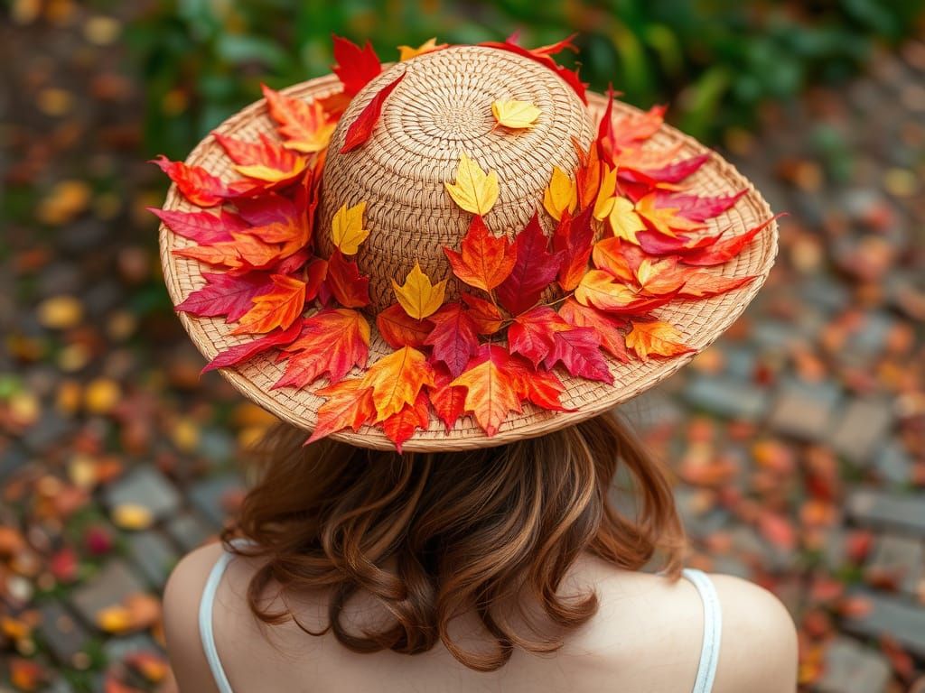 Autumn Leaf Sun Hat Woven from Vibrant Fall Colors