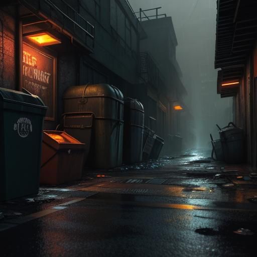 Gritty Alleyway Dumpster Concept Art