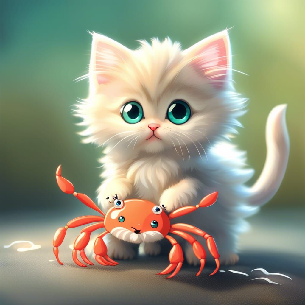 Kitten and Crab: An Adorable Friendship