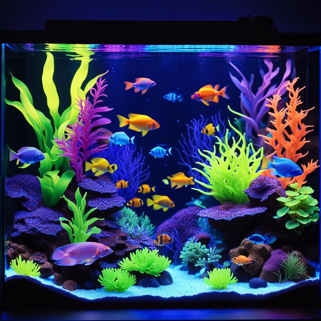 UV Blacklight Aquarium with Tropical Fish