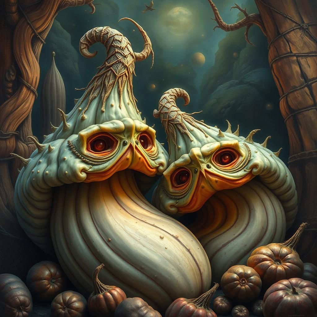 Detailed Oil Painting of Gourds in 8k