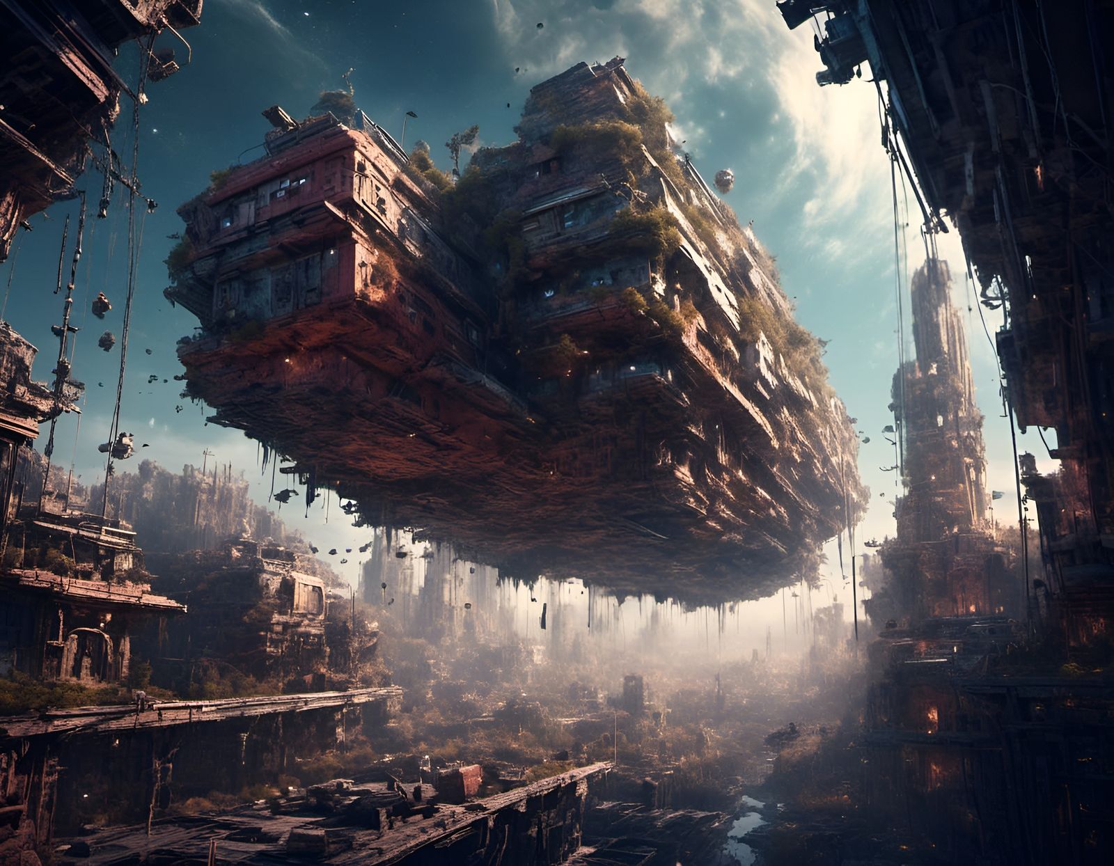 Fantastical Space Ghetto Matte Painting in Deep Color
