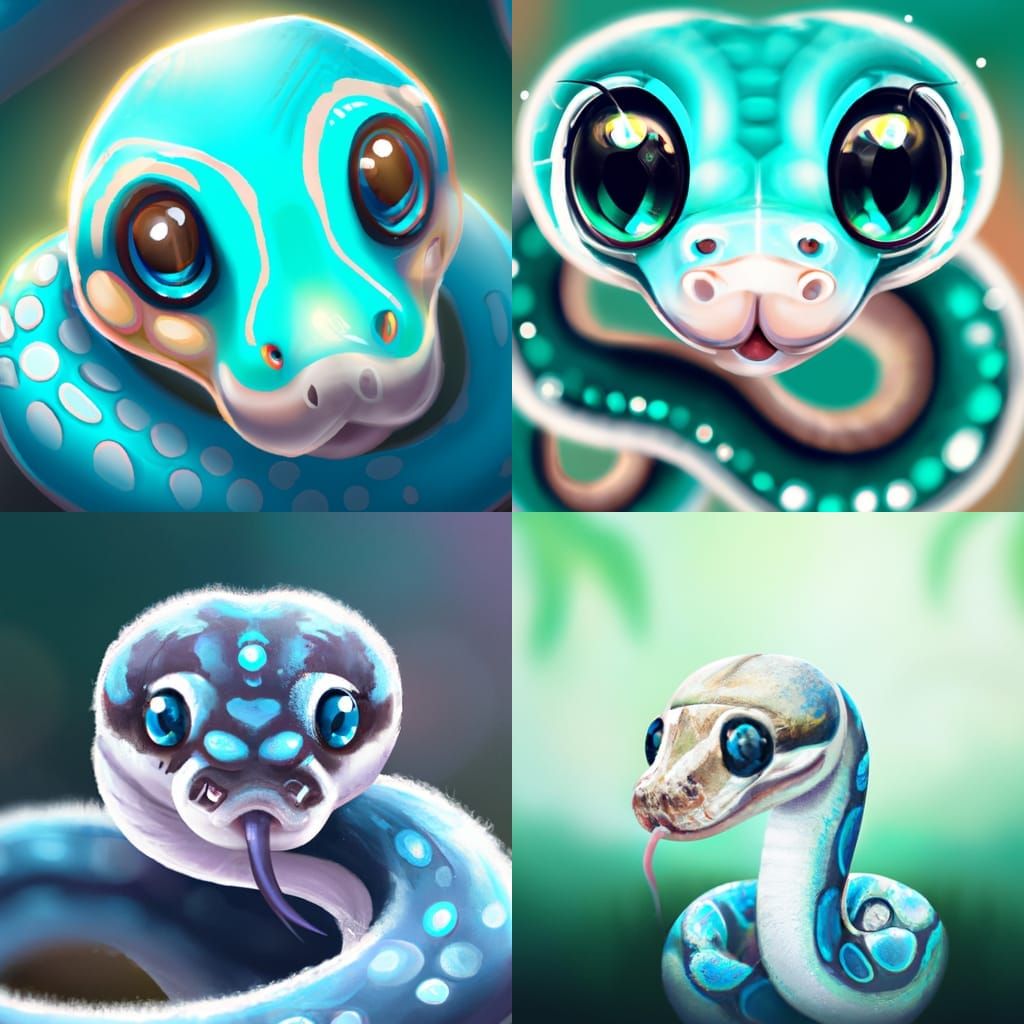 Cute Indian Python Snake Portrait in Digital Art