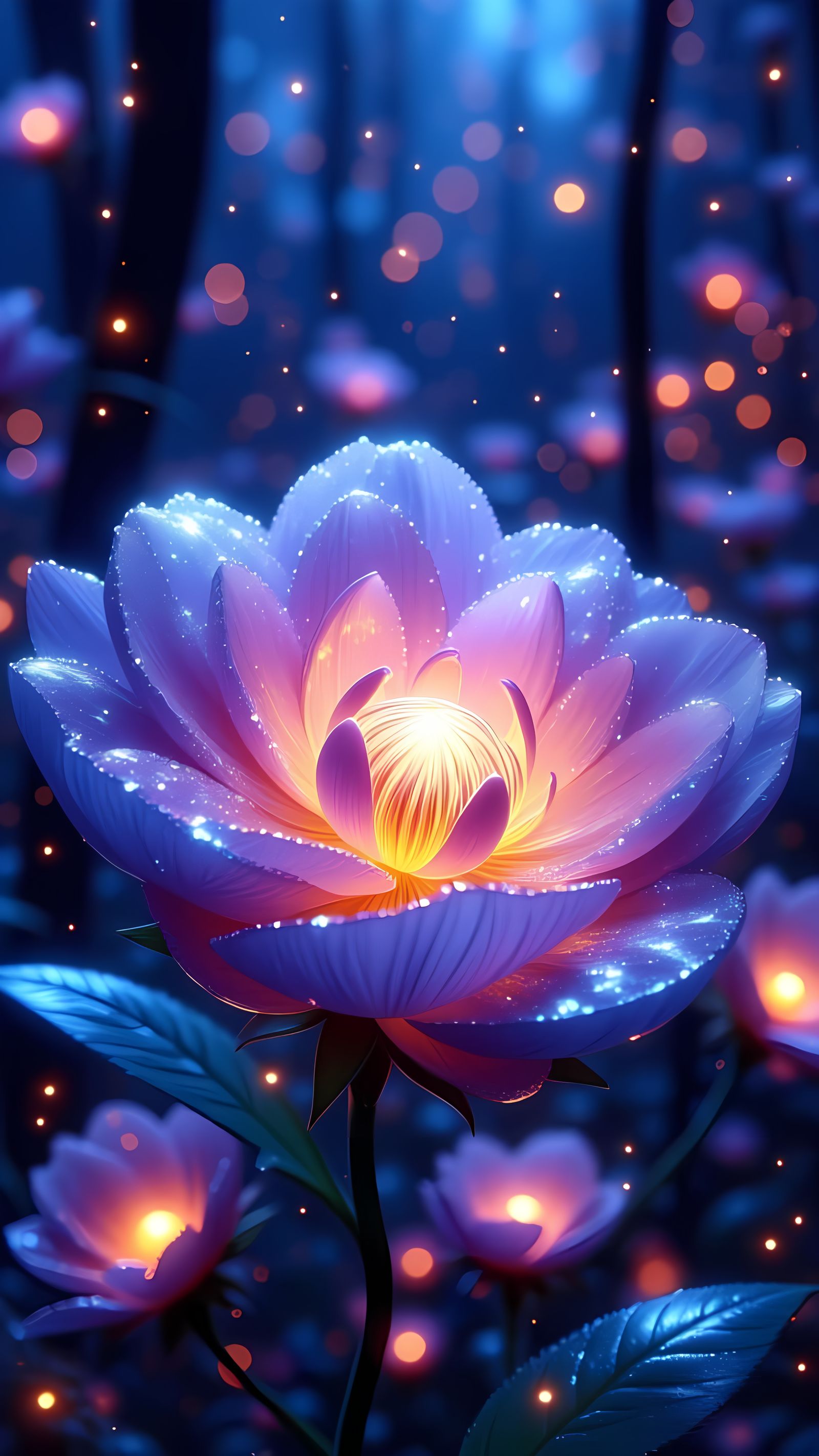 Luminescent Forest Bloom in Vibrant Anime Style