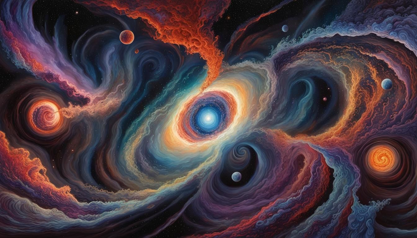 Spectacular Galactic Nebula in Chagall Painting Style