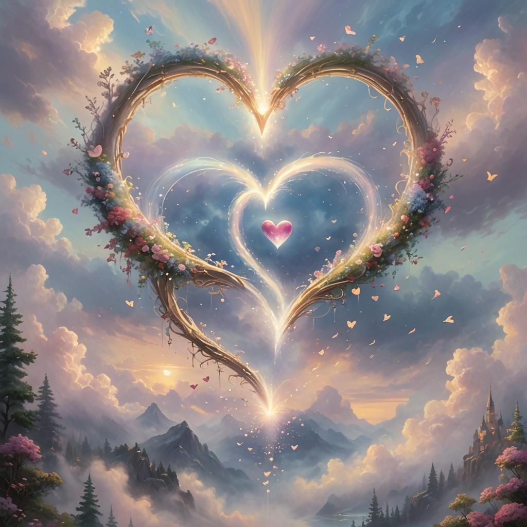 Ethereal Hearts United by Halo in Fantasy Art