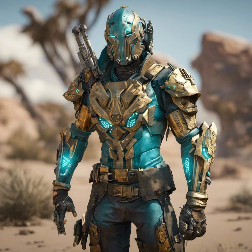 Detailed Portrait of Armored Bounty Hunter