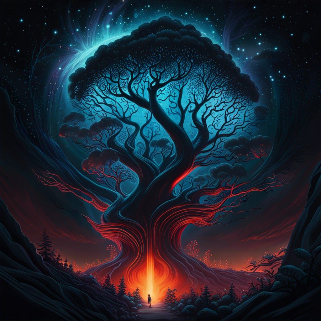 Magical Lava Tree Solargraph with Glowing Mist