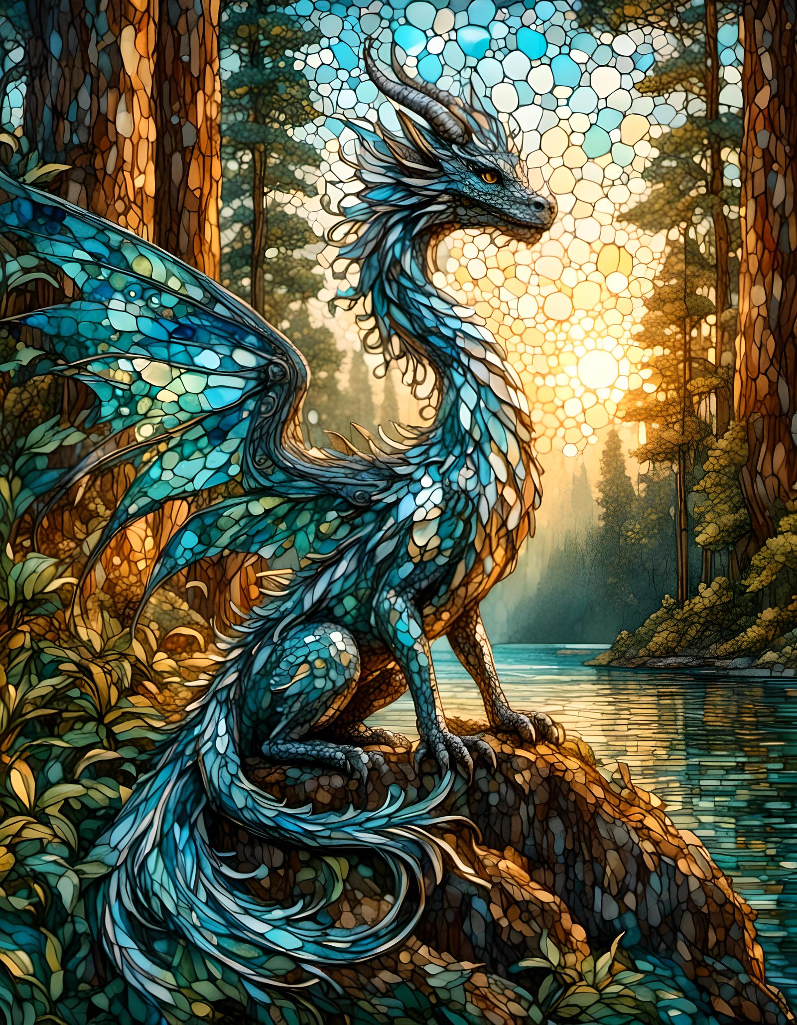 Fairy Dragon Guardian in Redwood Forest