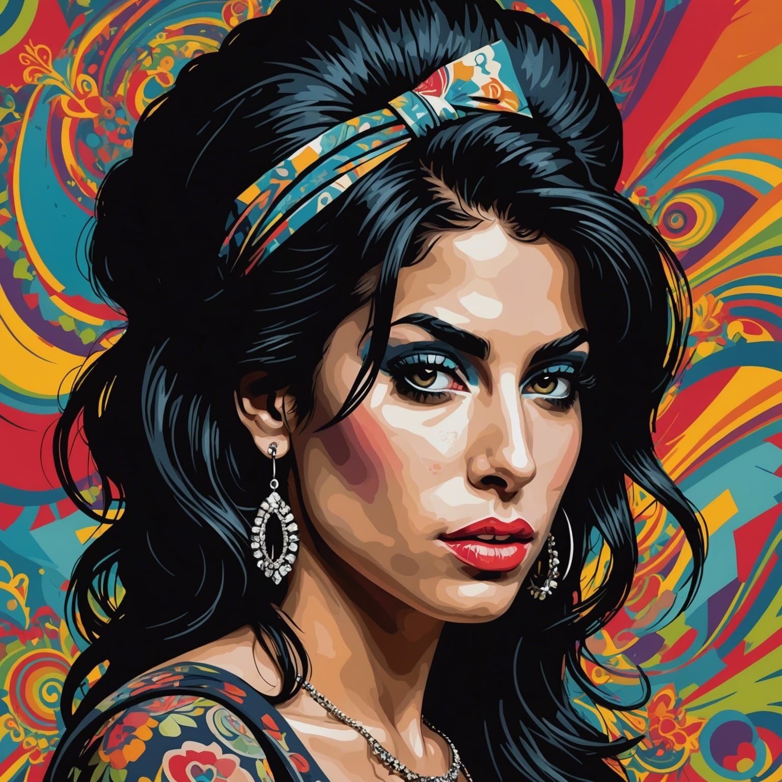 Amy Winehouse Portrait in Visionary Art Style