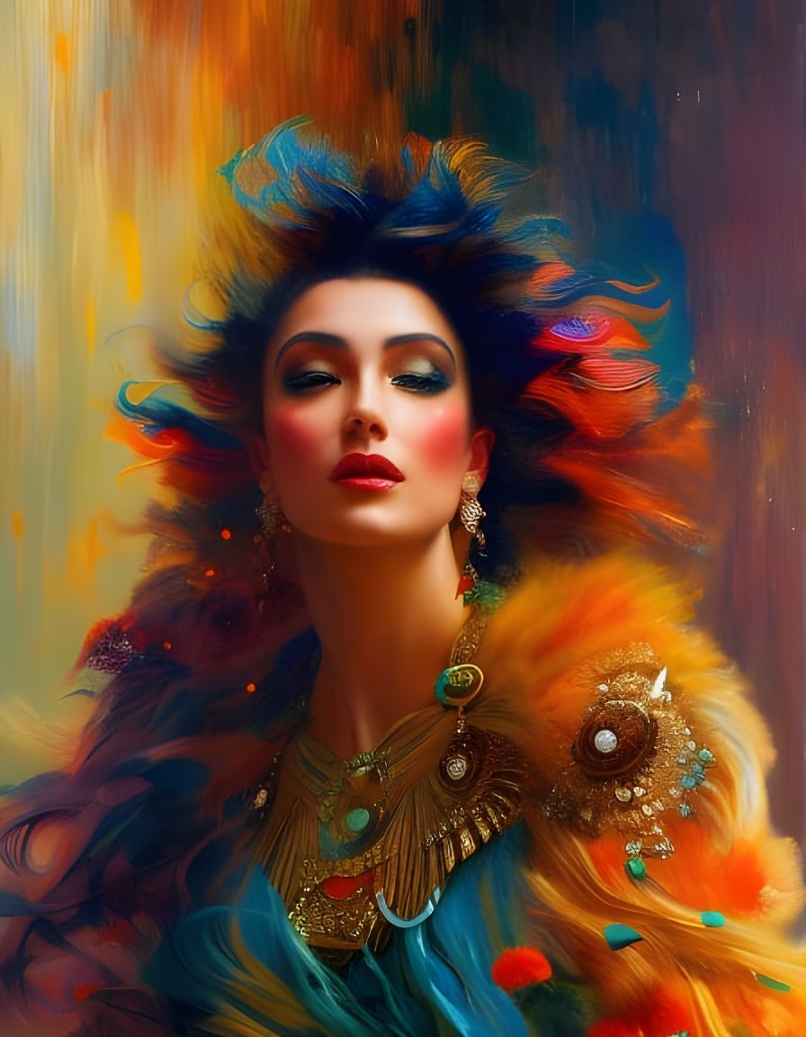 Woman Emerging from Chaos: Acrylic Pouring Portrait