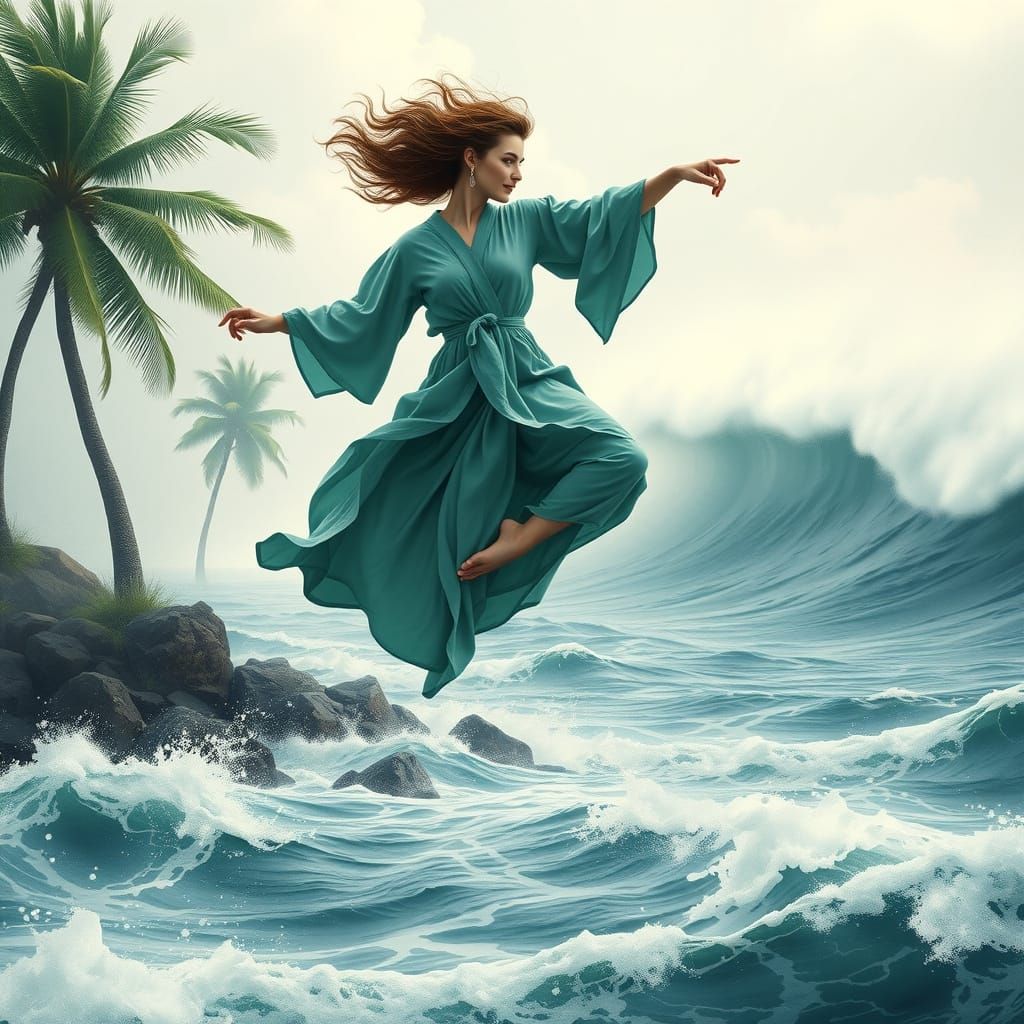 Surreal Zodiac Pisces in Stormy Tropical Landscape