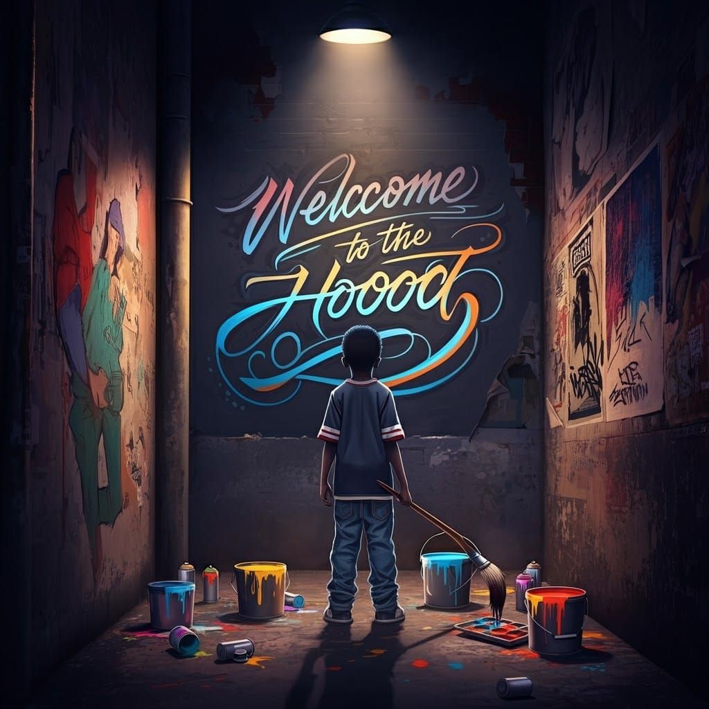 Dynamic Street Art: Calligraphy Graffiti in Alleyway