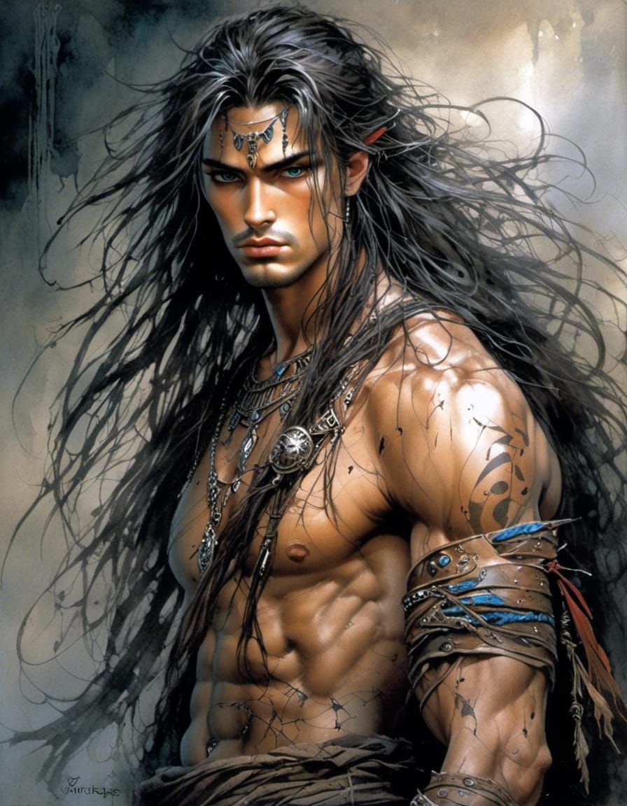 Handsome Warrior in Watercolor Style