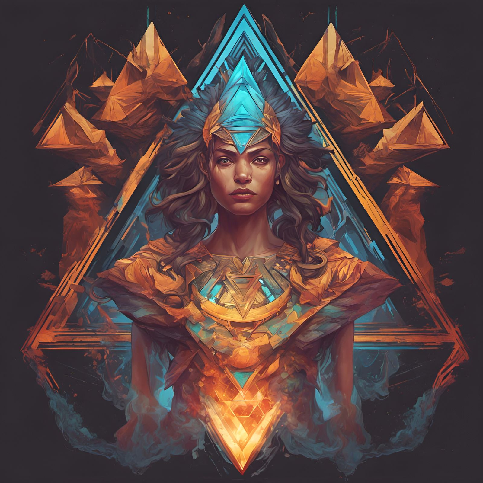 Pyramid T-Shirt: Hyperdetailed Art Nouveau Portrait