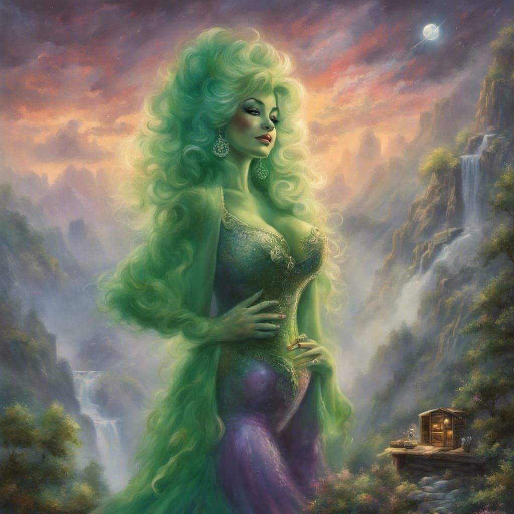 Dolly Parton as She-Hulk Casting a Spell