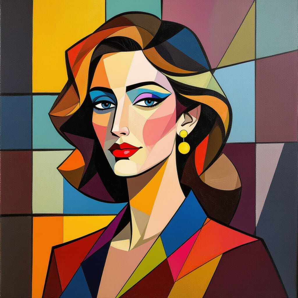 Cubist Portrait of a Radiant Woman
