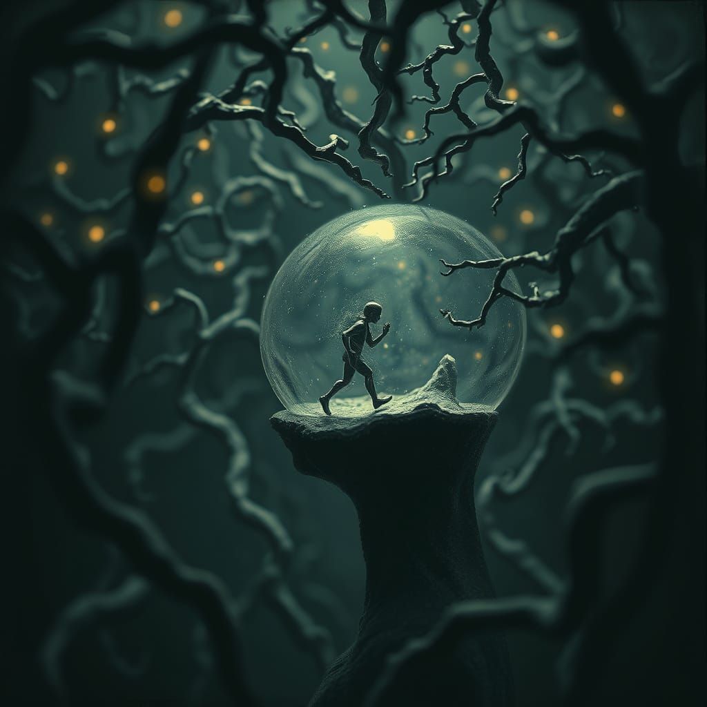 Lost in a Glass Head: Neural Maze in Dark Realism