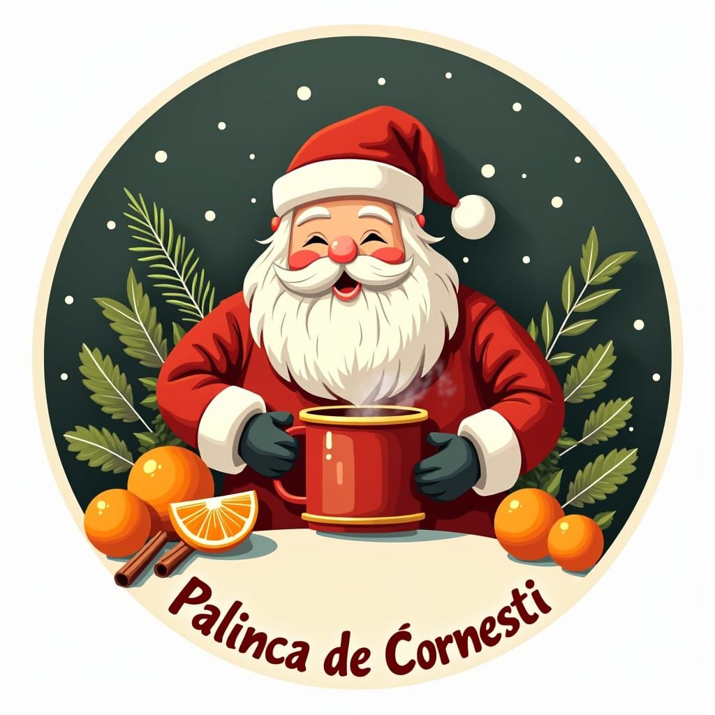 Santa Claus Holiday Logo with Festive Elements