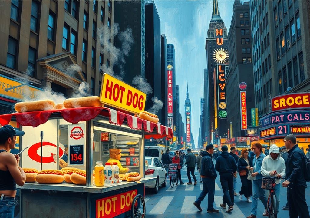 New York Hot Dog Cart in Urban Style