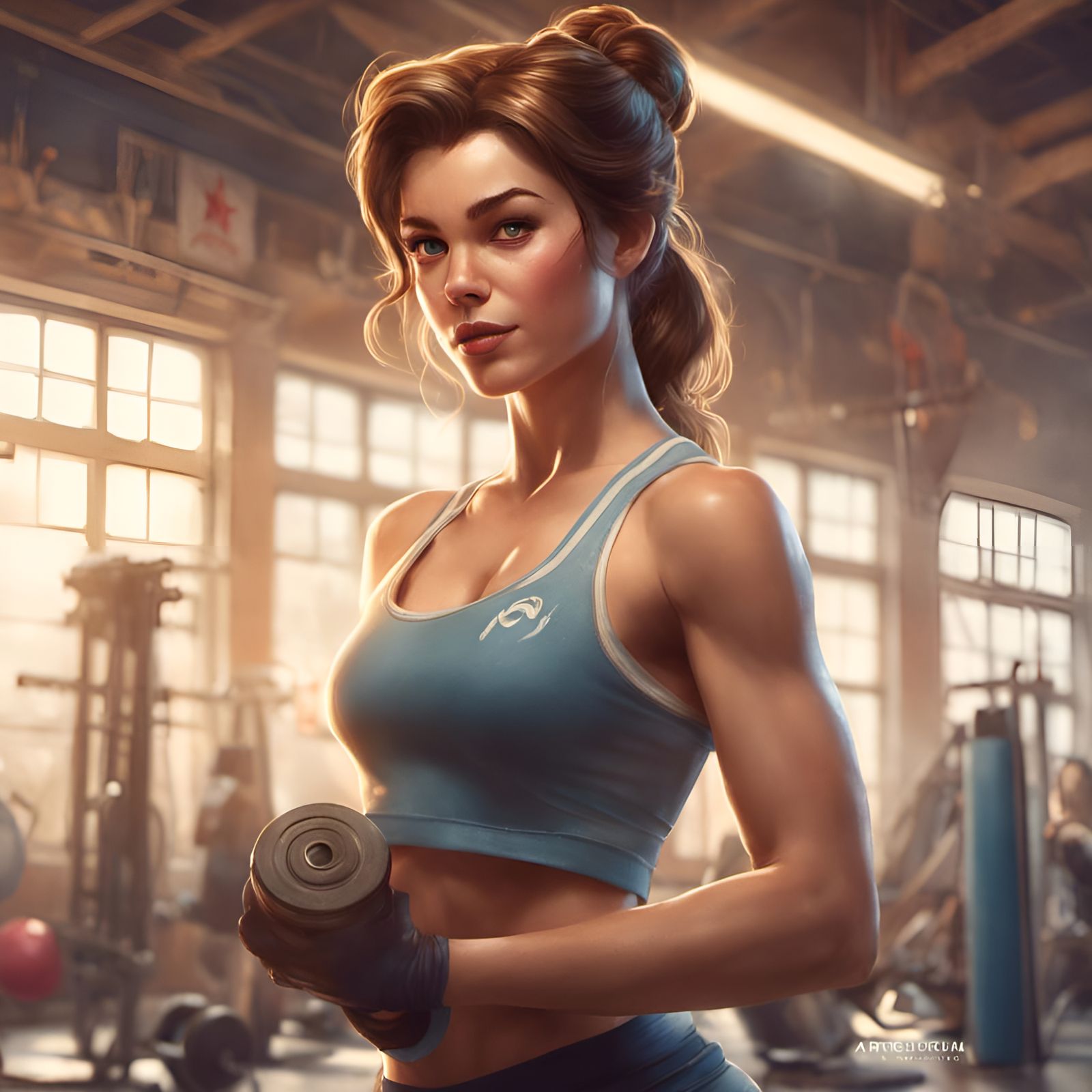 Belle as Fitness Princess: Digital Art Portrait