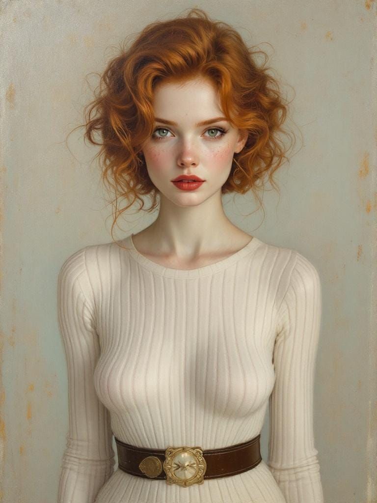 Pin-Up Woman with Sfumato and Textural Rawness