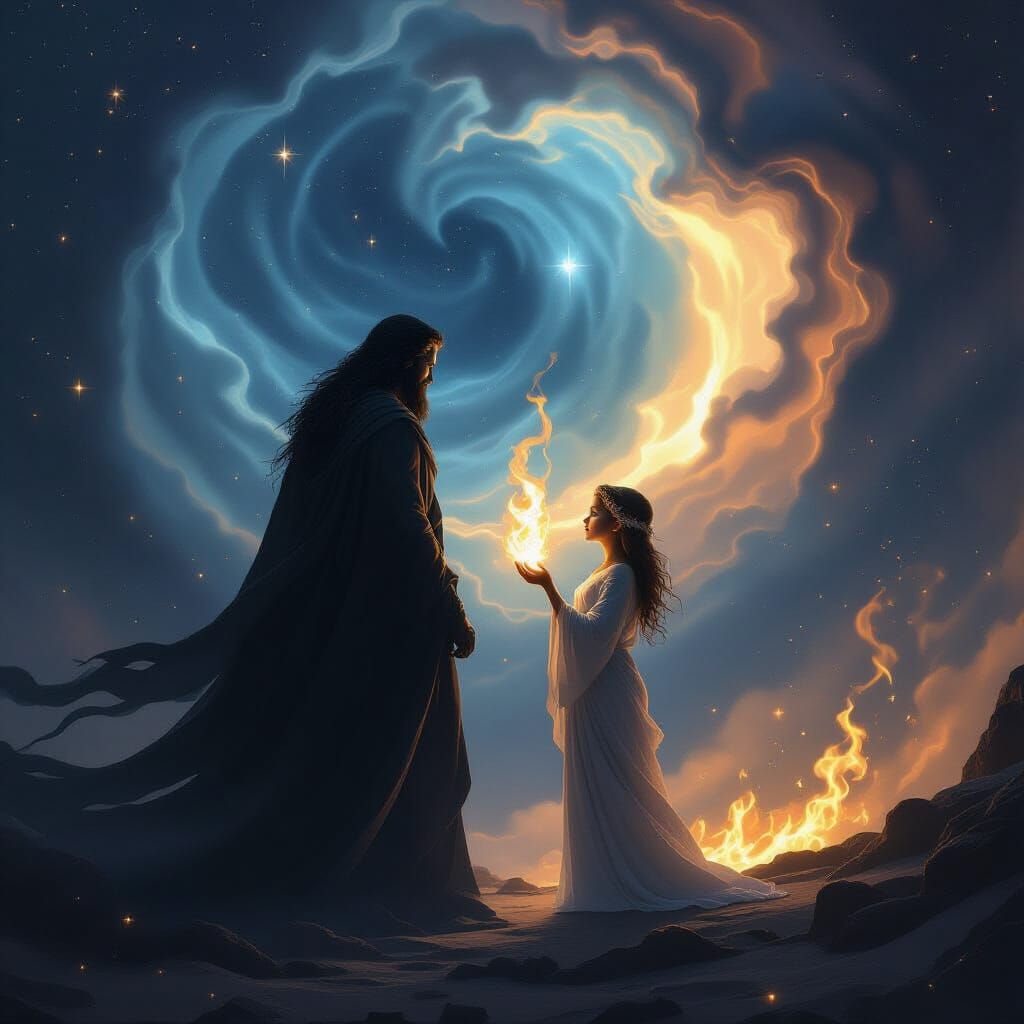 Cosmic Void God Kairos and Hearth Goddess Hestia