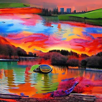 Autumnal Scene with Falling Leaves