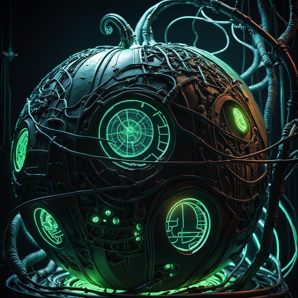 Cyberpunk Astronauts Tend Electric Gourd Vines