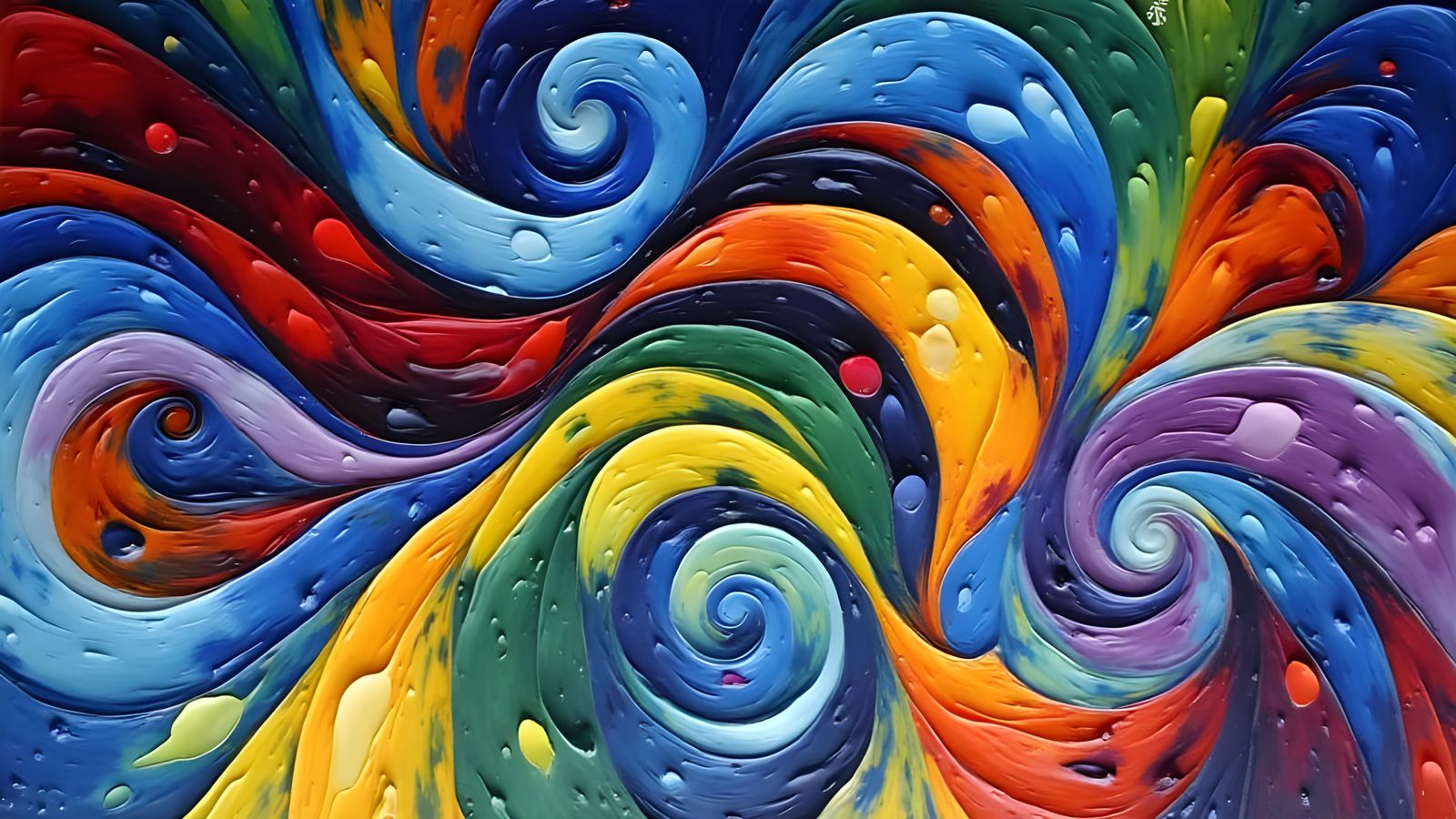 Colorful Whirly Stars in Wet Impasto Oil Style