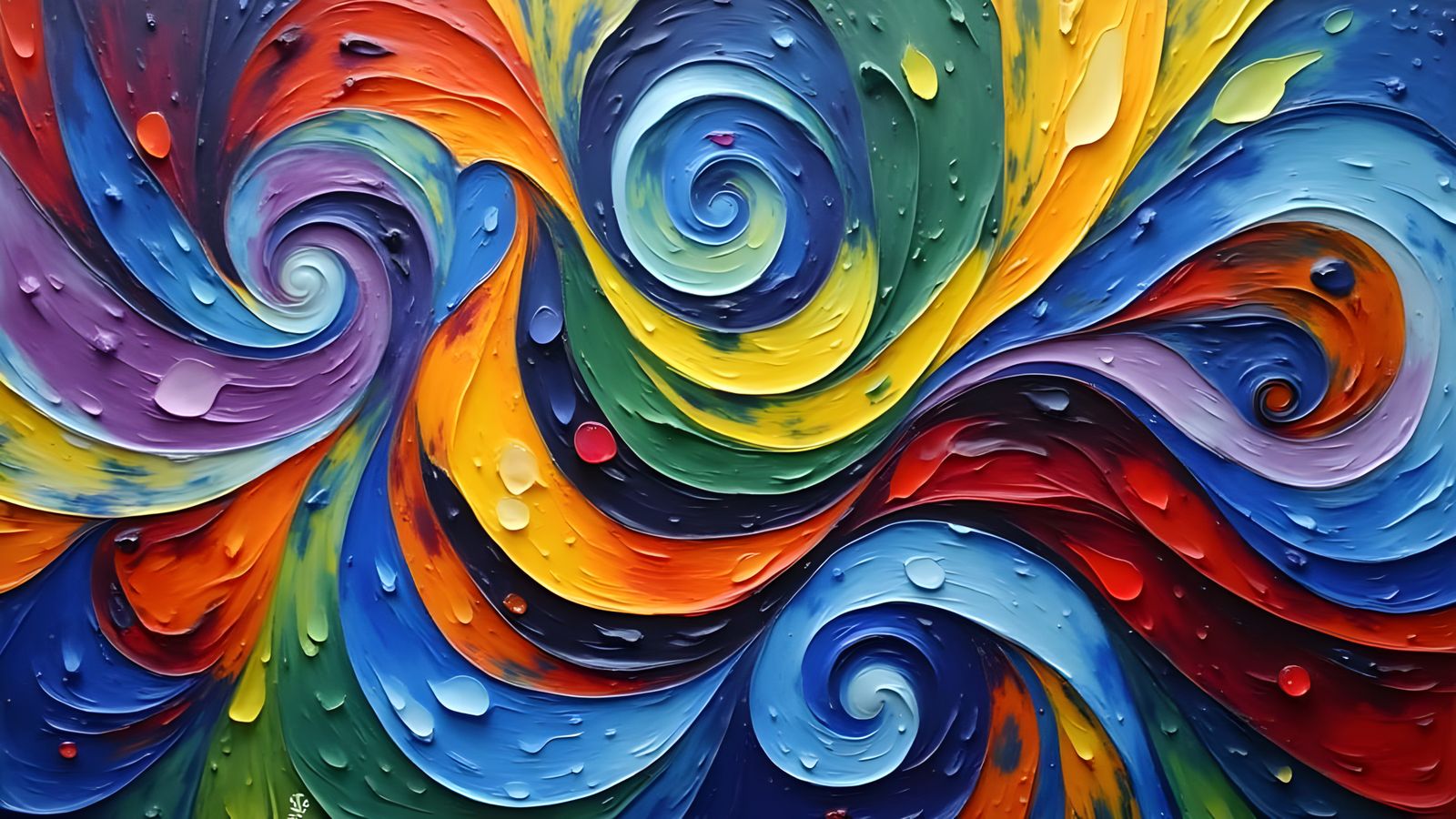 Vibrant Whirling Stars in Wet Impasto Oil Style