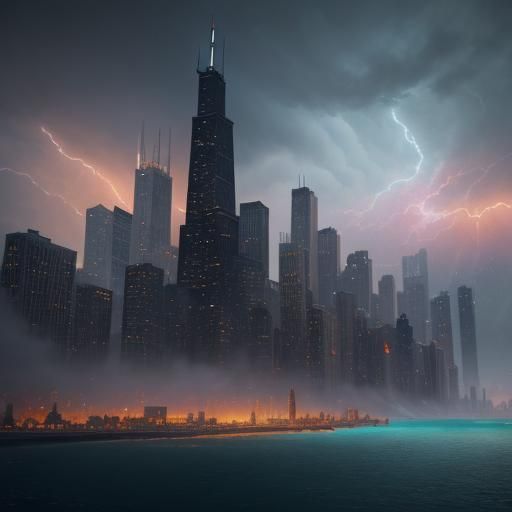 Detailed Matte Painting of Chicago Storm