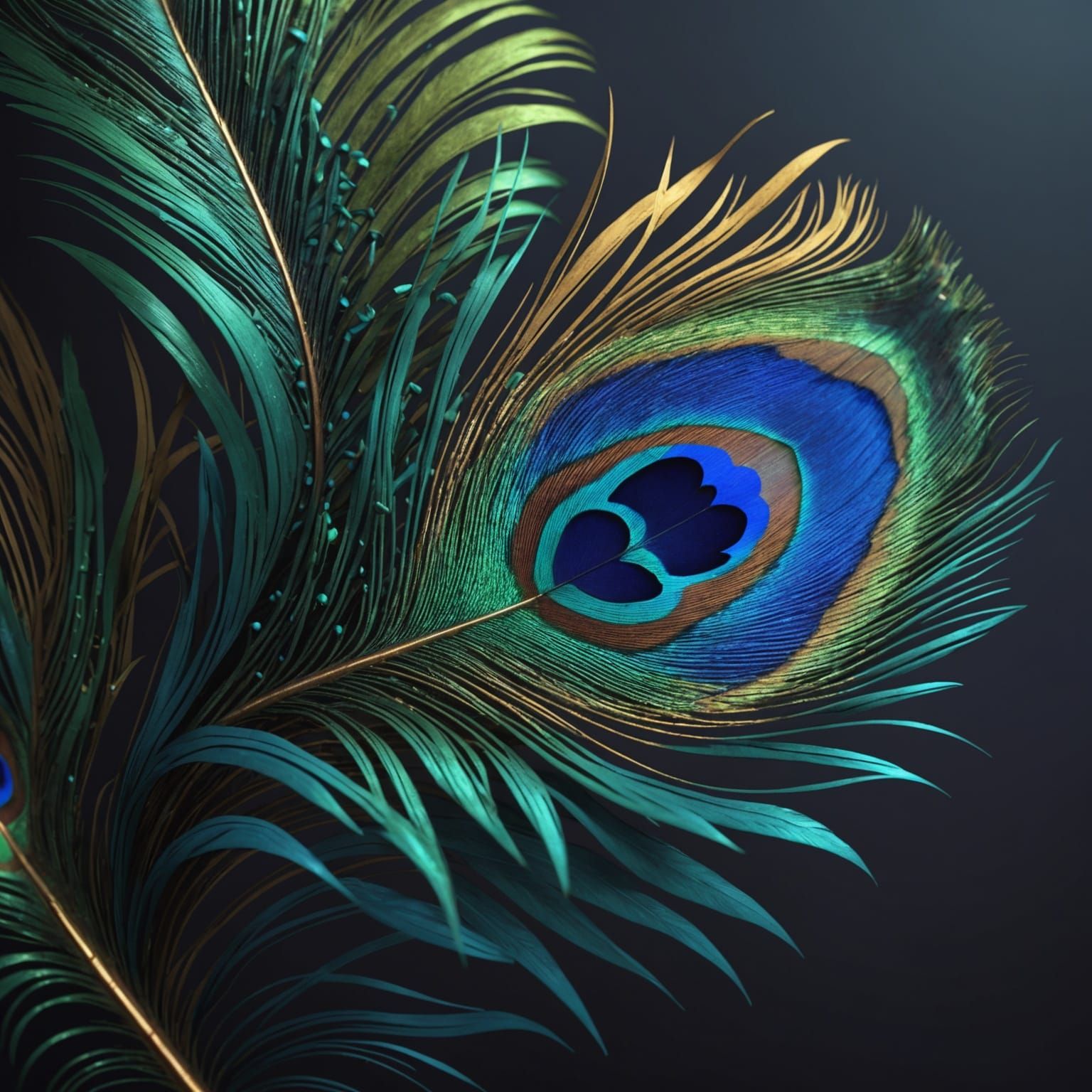 Artistic Peacock Feather in Detailed Matte Painting